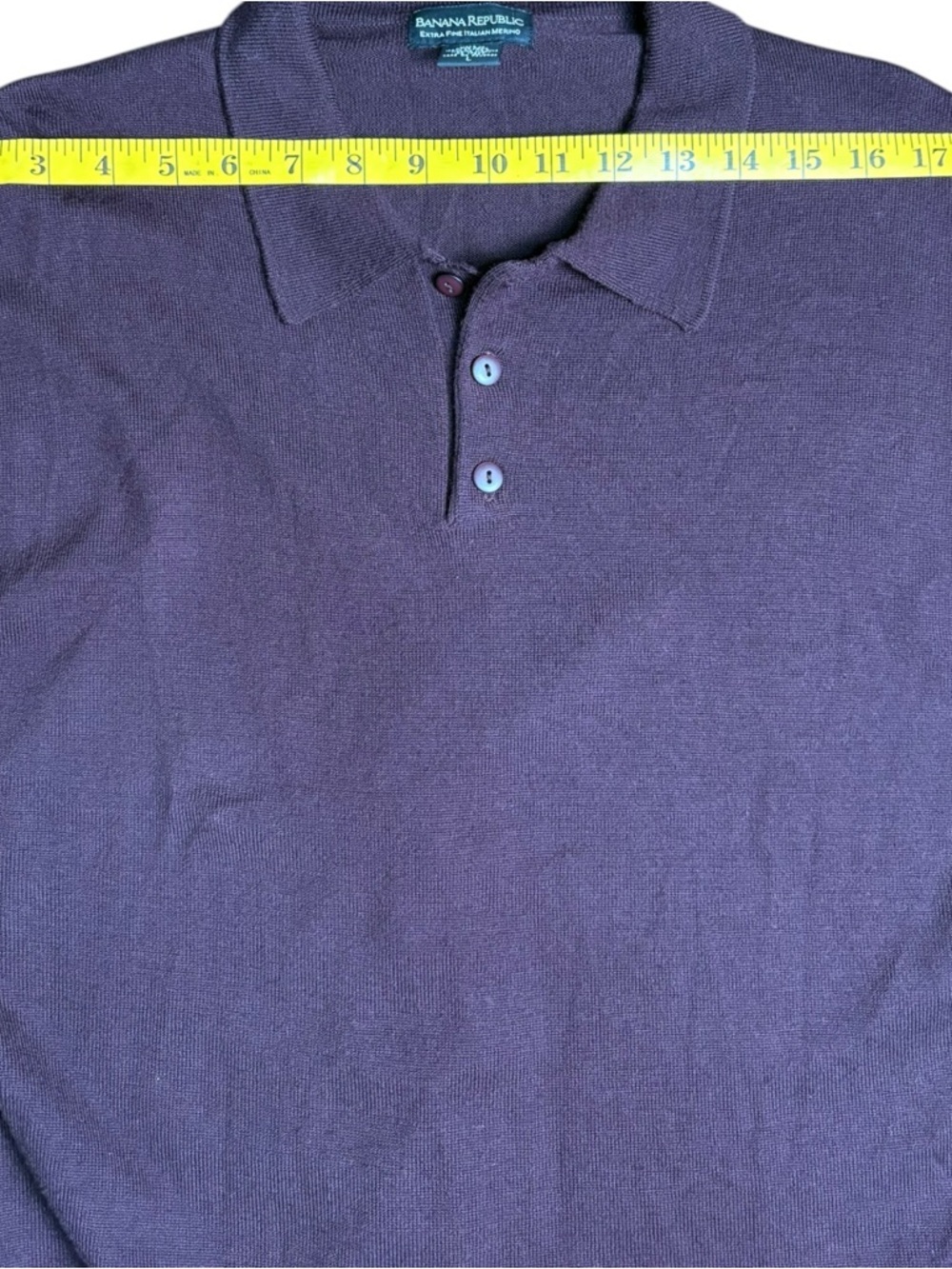 Banana Republic Plum Long Sleeve Polo Sweater Italian Merino Wool Sz L - Picture 4 of 6